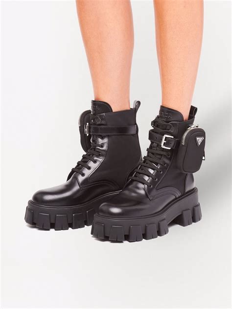 prada monolith patent|Prada monolith combat boots.